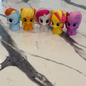 Playskool Lot Of 5 My Little Pony Figures Yellow,Blue, Pink, Orange, White 2.25”